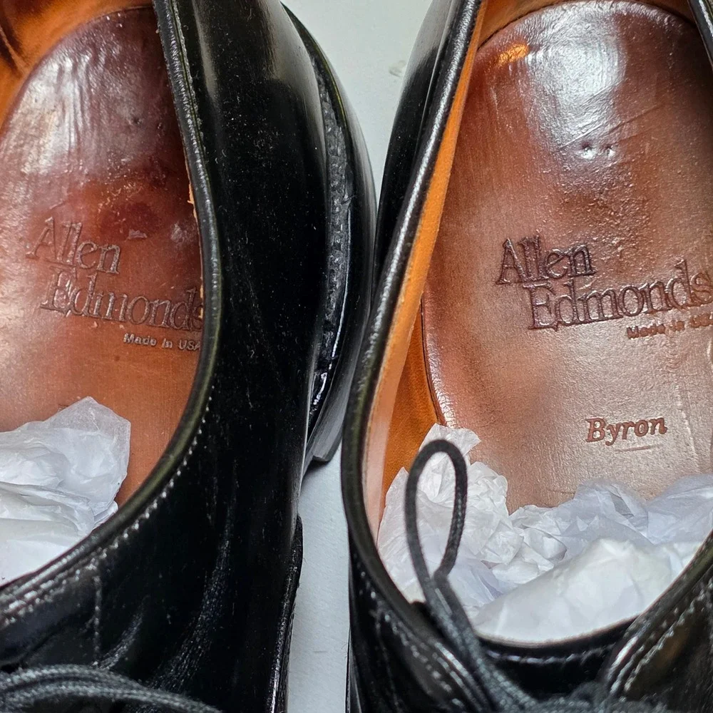 Allen Edmonds Byron Black Leather Cap Toe Oxford Dress Shoes Mens 12 D